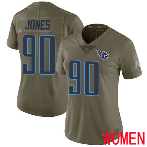 Tennessee Titans Limited Olive Women DaQuan Jones Jersey NFL Football #90 2017 Salute to Service->women nfl jersey->Women Jersey